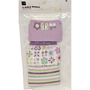 NEW Gap Panties 3 pairs Underwear girls XL 12 Purple Flowers Stripes Briefs